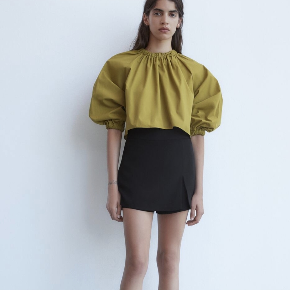 Zara Cropped Poplin Top